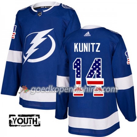 Tampa Bay Lightning Chris Kunitz 14 Adidas 2017-2018 Blauw USA Flag Fashion Authentic Shirt - Kinderen